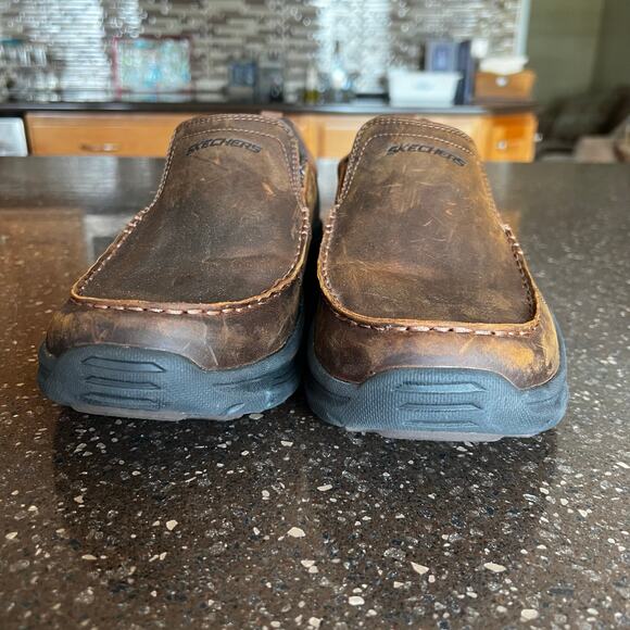 Skechers Goga Mat Arch Slip-Ins Shoes Men 11 Brown Leather Upper Memory Foam main image 9